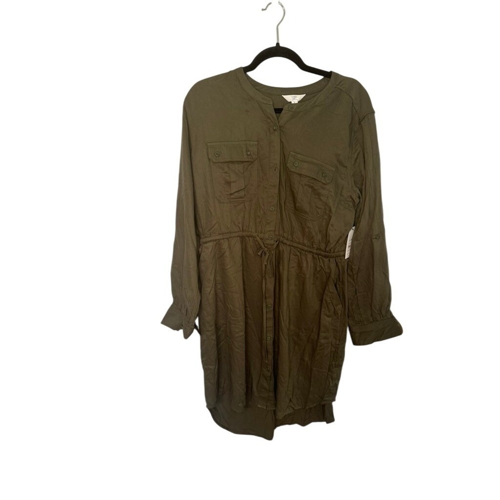 Time and Tru Womens Utility Shirt Dress‎ Size L (12-14) Green Casual